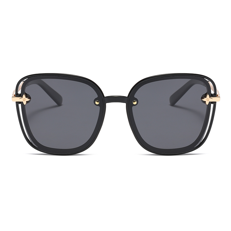 Estoque de grandes templos de decoração de metal de moldura Mulheres TR90 Óculos de sol polarizados #81789